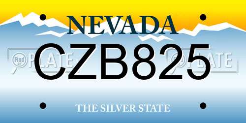 CZB825 Nevada License Plate