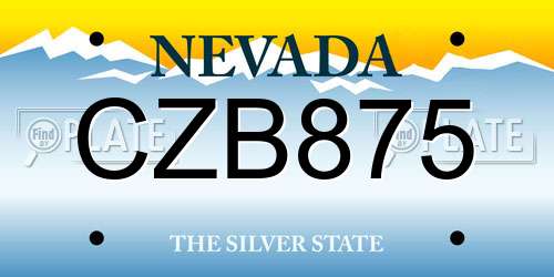 CZB875 Nevada License Plate