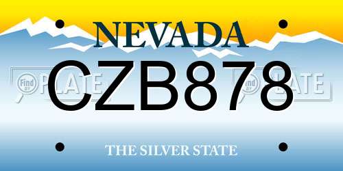 CZB878 Nevada License Plate