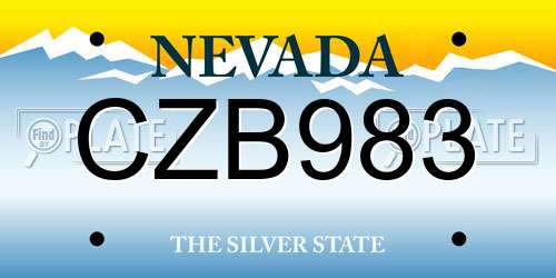 CZB983 Nevada License Plate