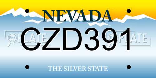 CZD391 Nevada License Plate