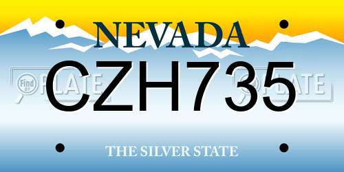 CZH735 Nevada License Plate
