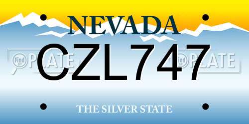 CZL747 Nevada License Plate