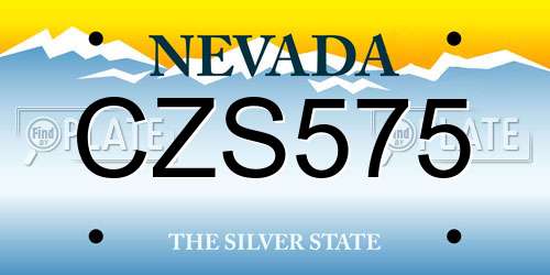 CZS575 Nevada License Plate