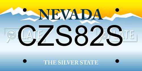 CZS82S Nevada License Plate