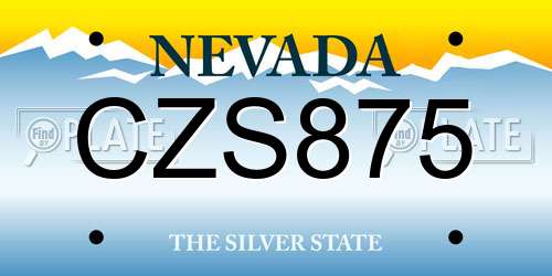 CZS875 Nevada License Plate