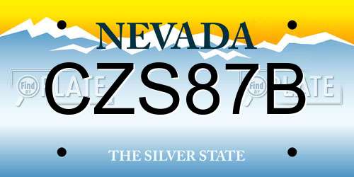 CZS87B Nevada License Plate