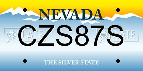 CZS87S Nevada License Plate