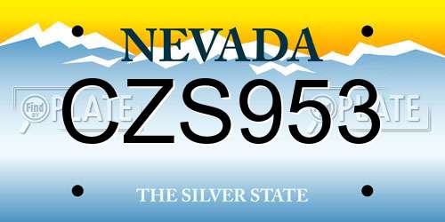 CZS953 Nevada License Plate