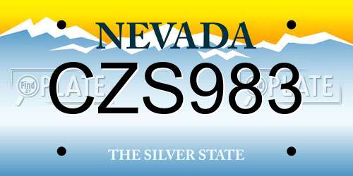 CZS983 Nevada License Plate