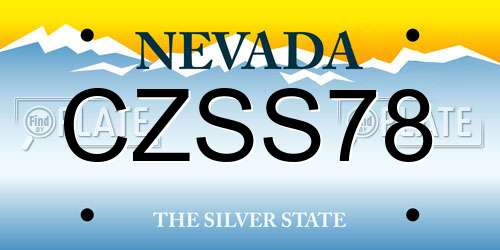 CZSS78 Nevada License Plate
