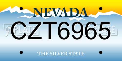CZT6965 Nevada License Plate