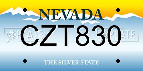 CZT830 Nevada License Plate