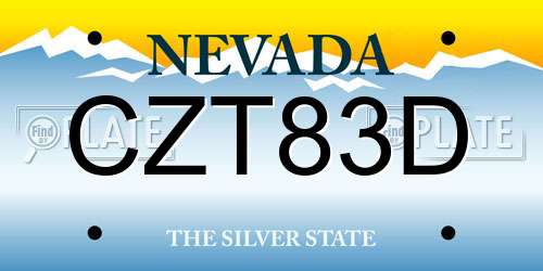 CZT83D Nevada License Plate
