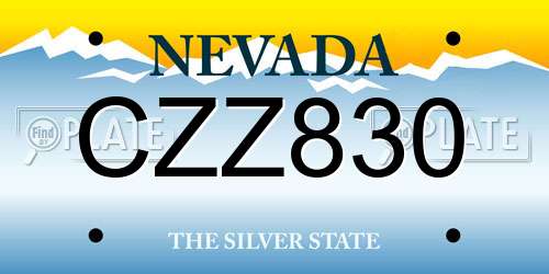 CZZ830 Nevada License Plate
