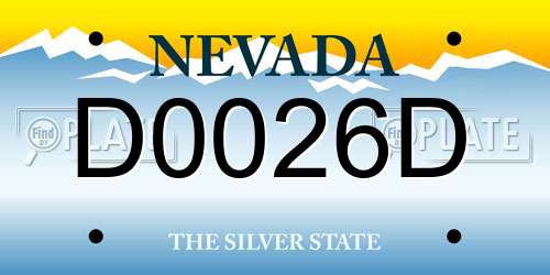 D0026D Nevada License Plate