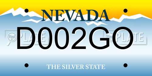 D002GO Nevada License Plate