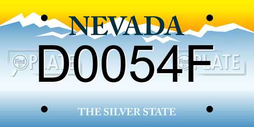 D0054F Nevada License Plate