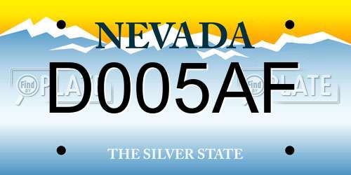 D005AF Nevada License Plate