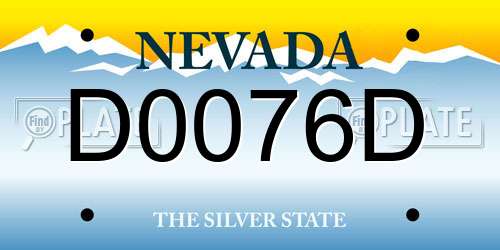 D0076D Nevada License Plate