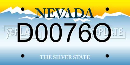 D0076O Nevada License Plate