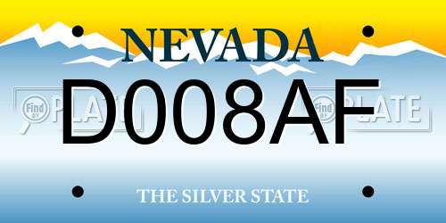D008AF Nevada License Plate