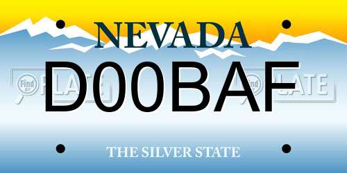 D00BAF Nevada License Plate