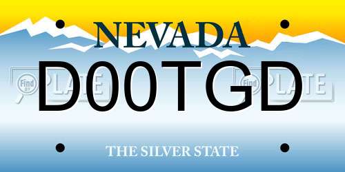 D00TGD Nevada License Plate