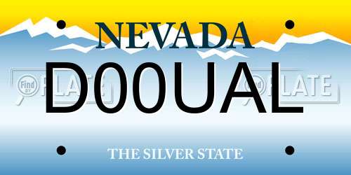 D00UAL Nevada License Plate