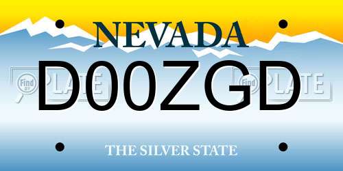 D00ZGD Nevada License Plate