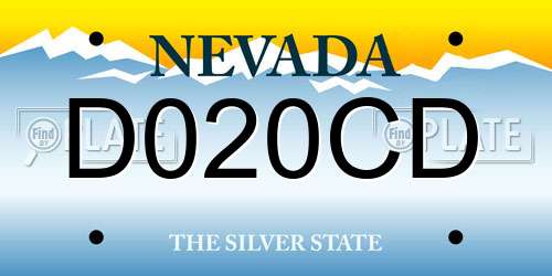 D020CD Nevada License Plate