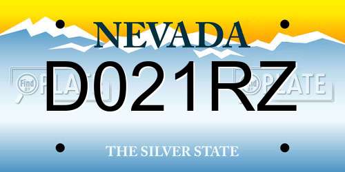 D021RZ Nevada License Plate