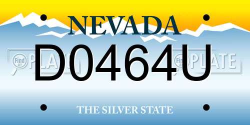 D0464U Nevada License Plate