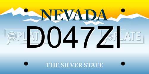 D047ZI Nevada License Plate