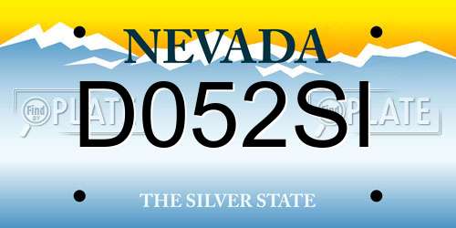 D052SI Nevada License Plate