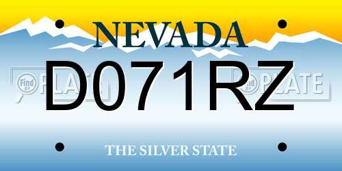 D071RZ Nevada License Plate