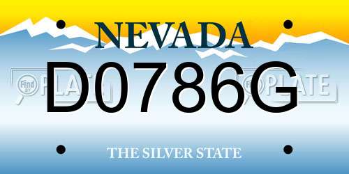 D0786G Nevada License Plate