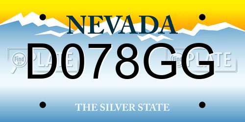 D078GG Nevada License Plate
