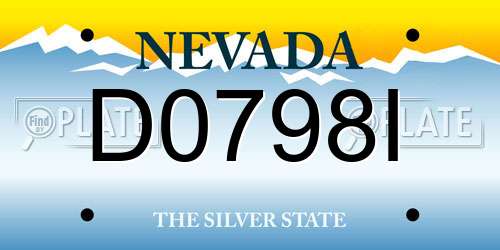 D0798I Nevada License Plate
