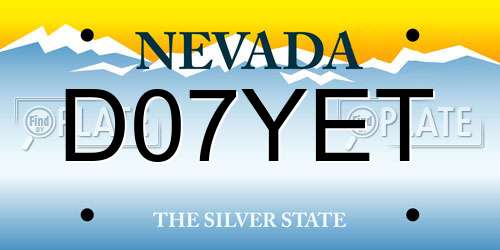 D07YET Nevada License Plate