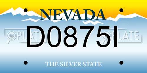 D0875I Nevada License Plate