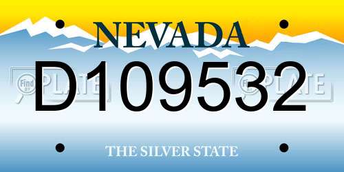 D109532 Nevada License Plate