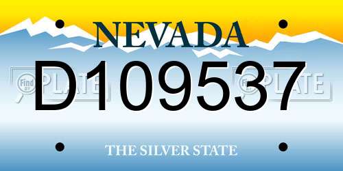 D109537 Nevada License Plate