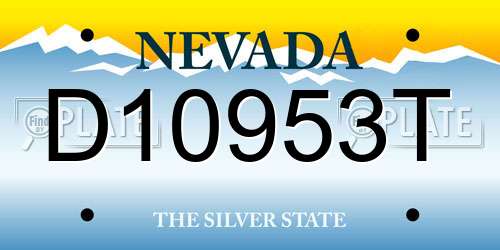 D10953T Nevada License Plate