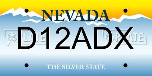 D12ADX Nevada License Plate