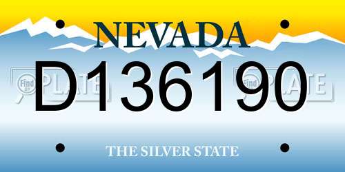 D136190 Nevada License Plate