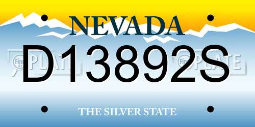 D13892S Nevada License Plate