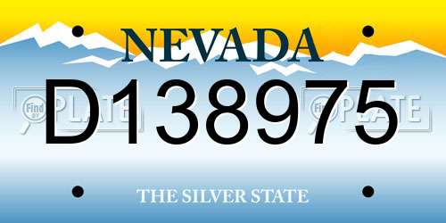 D138975 Nevada License Plate
