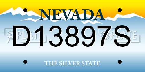D13897S Nevada License Plate