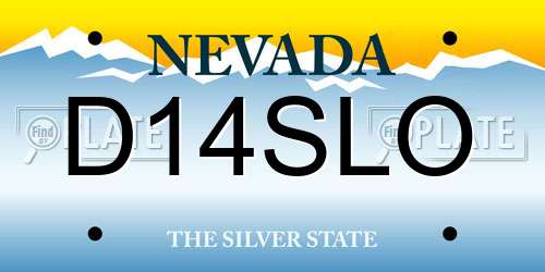 D14SLO Nevada License Plate